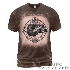 Viking Bleached T-Shirt Wolf Symbol