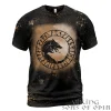 Viking Bleached T-Shirt Wolf Ying Yang