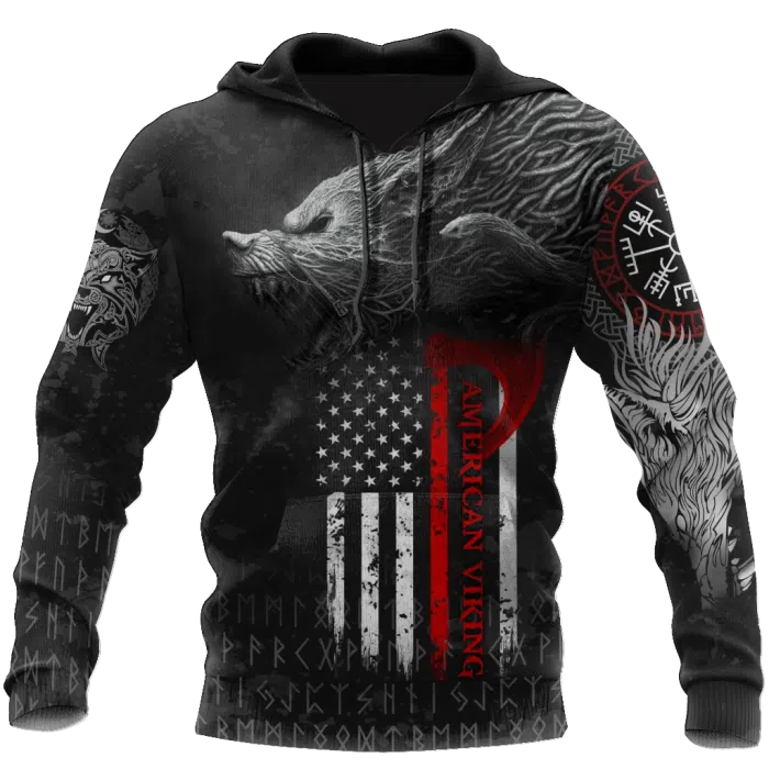 Viking Hoodie Wolf American Viking Vegvisir