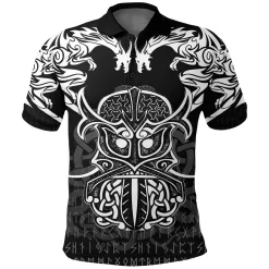 Viking Polo Shirt Njord and Dragon Tattoo