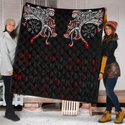 Viking Quilt Double Dragon Tattoo And Vegvisir Blood