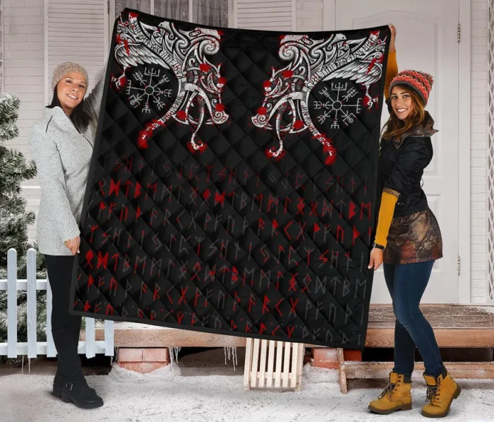 Viking Quilt Double Dragon Tattoo And Vegvisir Blood
