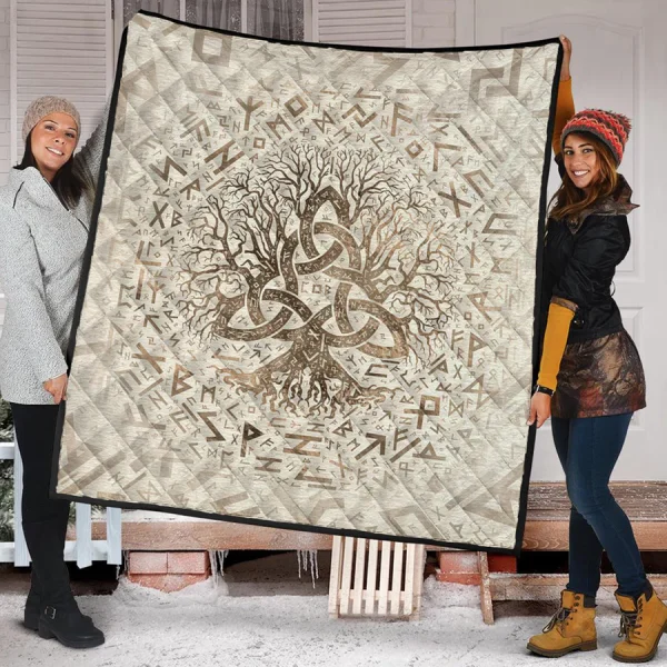 Viking Quilt Tree of Life with Triquetra and Futhark