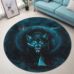 Viking Round Carpet Wolf Blue