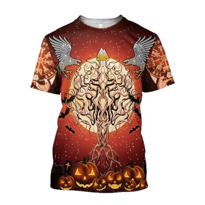 Viking Shirt Tree Of Life Raven Viking Halloween Costume