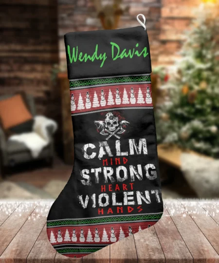 Viking Christmas Stocking Calm Mind Strong Heart Violent Hands