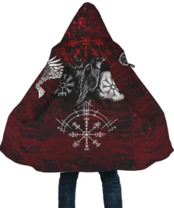 Viking Cloak Raven of Odin and Symbol Viking on Blood Viking Cloak Halloween