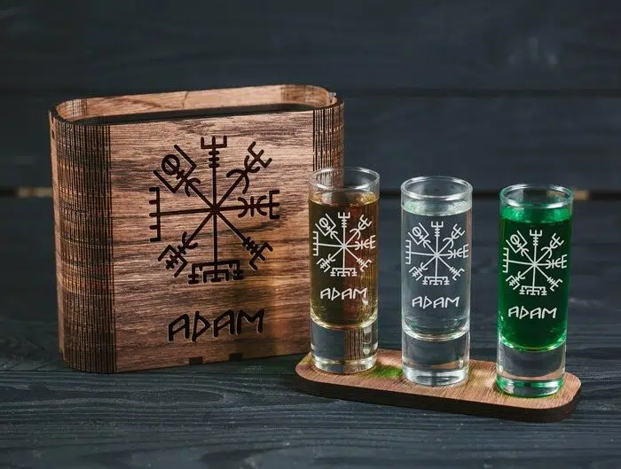 Viking Glass Cup Vegvisir Shot Glasses with Viking