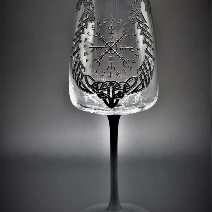 Viking Glass Cup Vegvisir Wine Glass Gift For Him Norse Mythology