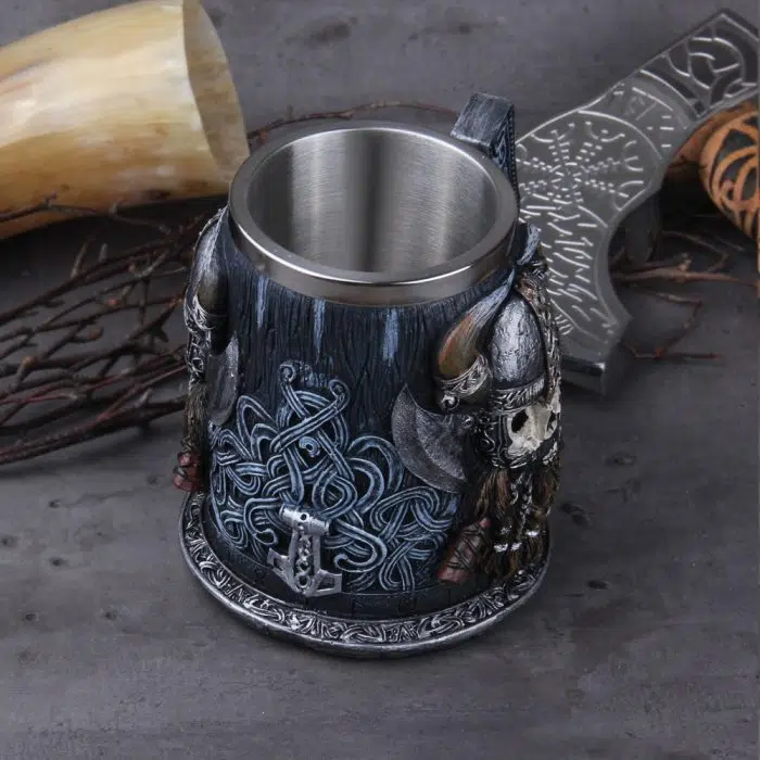 Viking Mug Danegeld Tankard Mug With Stainless Steel Insert Resin Skull Viking Coffee Beer Mugs