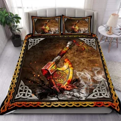 Viking Bedding Set Axe Fire | Viking Bed Set Christmas
