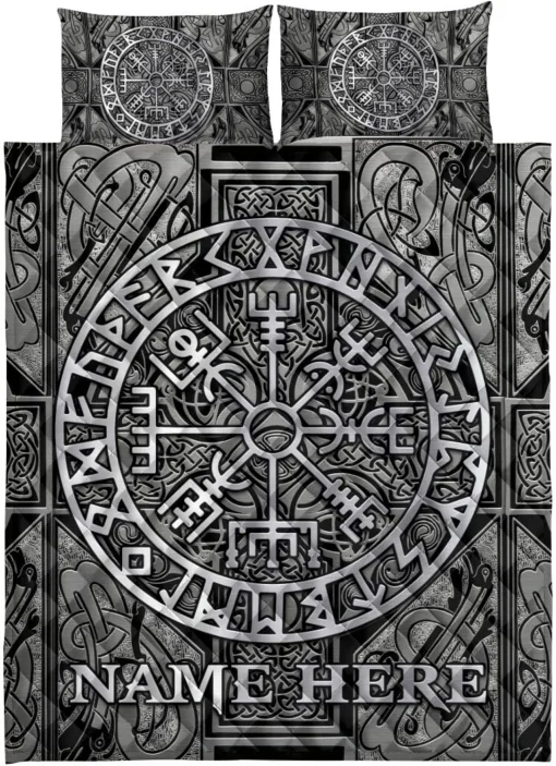Viking Bedding Set Viking Celtic Compass Vegvisir Circle Norse Runes | Viking Bed Set Christmas