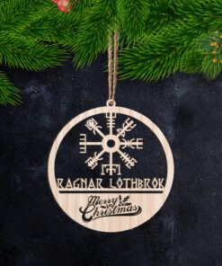 Viking Christmas Ornaments Merry Christmas Personalized Name Viking Wood Ornaments
