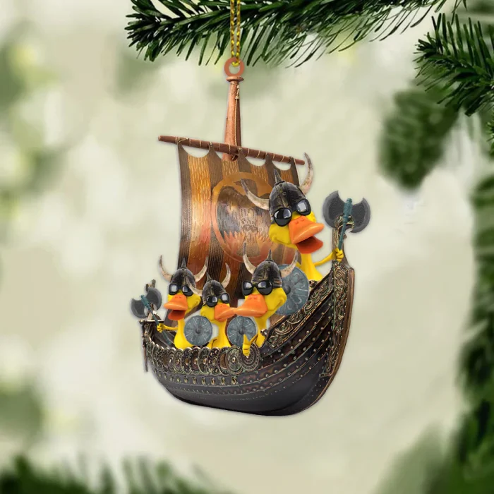 Viking Christmas Ornaments Viking Duck - Personalized Christmas Ornament - Gifts For Viking Lovers - Ducks On A Viking Boat