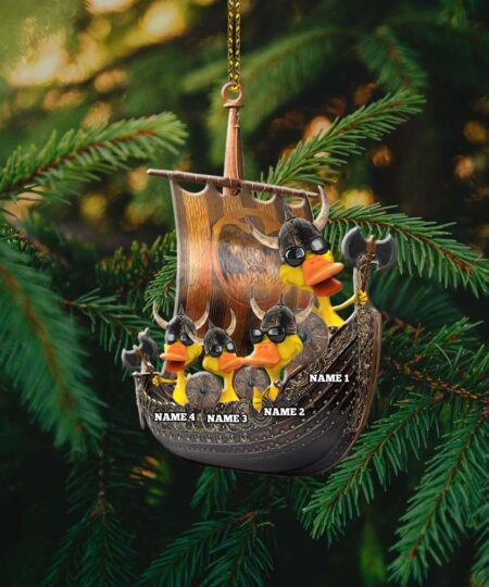 Viking Christmas Ornaments Viking Duck - Personalized Christmas Ornament - Gifts For Viking Lovers - Ducks On A Viking Boat