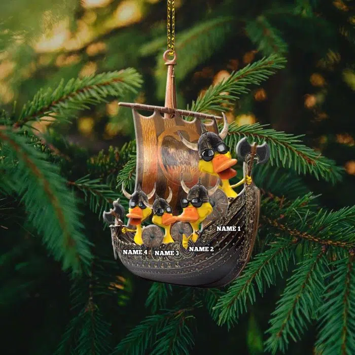 Viking Christmas Ornaments Viking Duck - Personalized Christmas Ornament - Gifts For Viking Lovers - Ducks On A Viking Boat