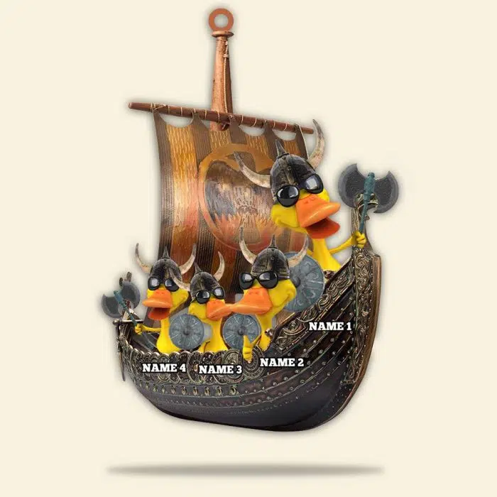 Viking Christmas Ornaments Viking Duck - Personalized Christmas Ornament - Gifts For Viking Lovers - Ducks On A Viking Boat