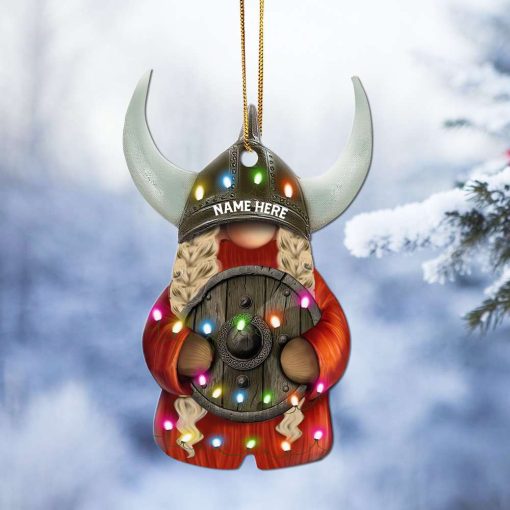 Viking Christmas Ornaments Viking Gnome Couple With Printed Christmas Light