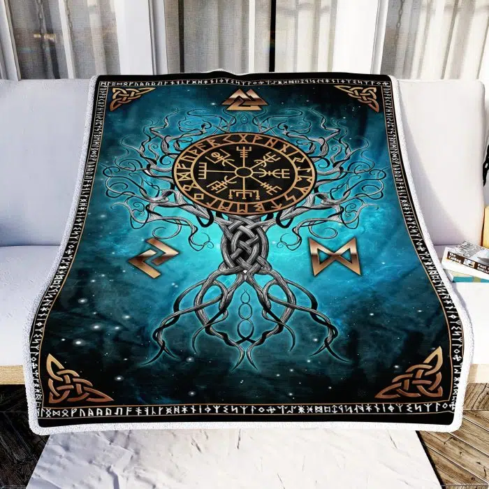 Viking Fleece Blanket Yggdrasil Vegvisir