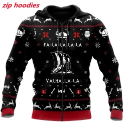 Viking Hoodie Christmas Fa-la-la-la-la Viking Zip Hoodie Christmas 2