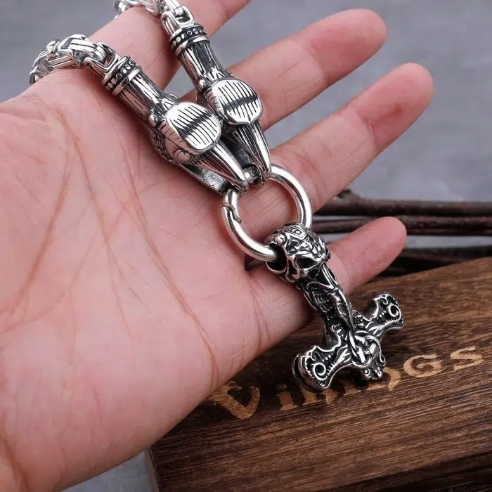 Viking Necklaces Viking Thor's Hammer Mjolnir Pendant Crow Suit