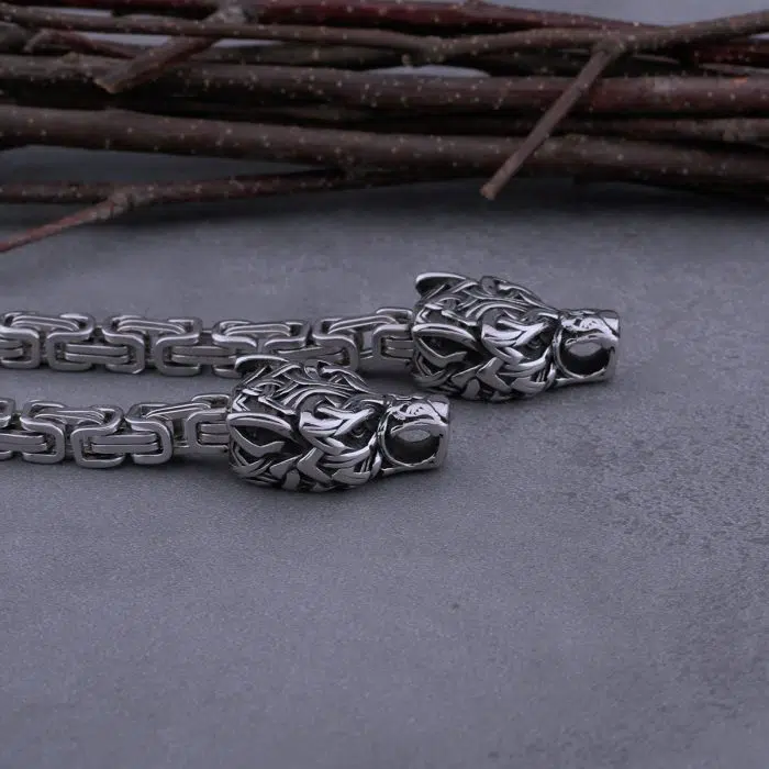 Viking Necklaces Wolf Head Thor's Hammer