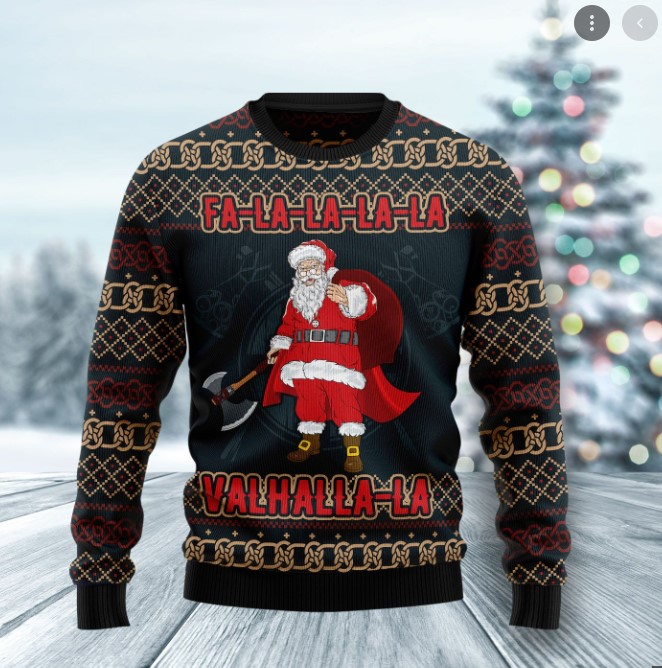 Fa-La-La-La Valhalla-La Norsk Viking Ugly Christmas Sweater Camiseta sin Mangas 