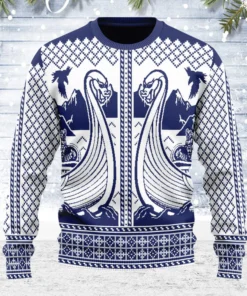 Viking Sweater Ship Viking Boat Christmas Sweater, Viking Ugly Christmas Sweater