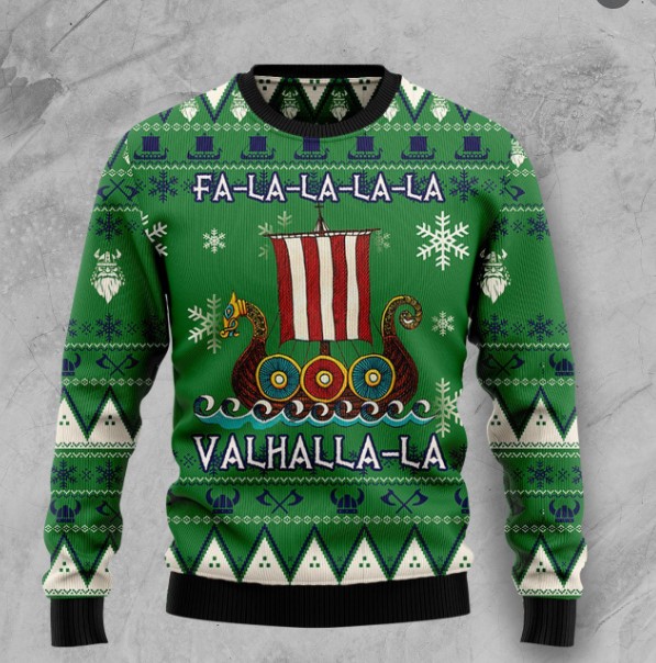Viking Sweater Viking Deck Valhalla With Skulls Of Glory Viking Christmas Sweater