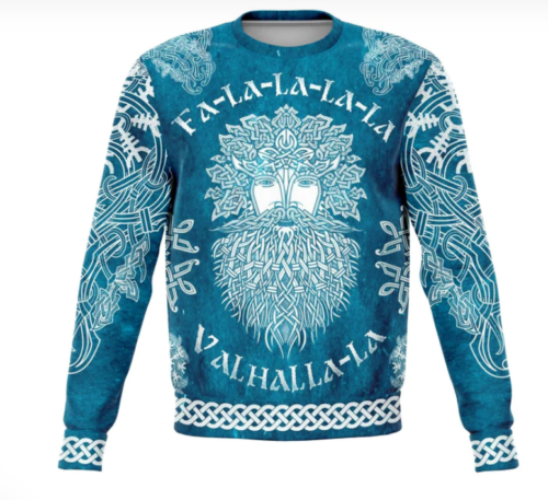 Viking Sweater Fa-la-la-Valhalla Odin Viking Christmas Sweater, Viking ugly Christmas sweater