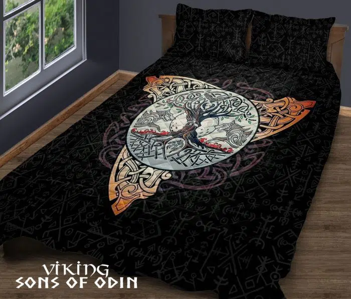 Viking Bedding Set Viking Three of Life Triple Horn of Odin Viking Bed Set