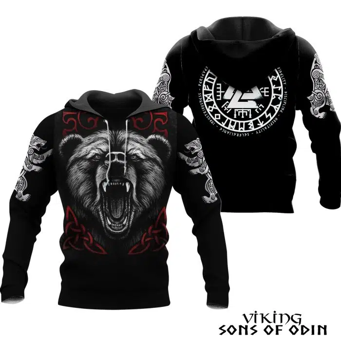 Viking Hoodie Bear Valknut Vegvisir