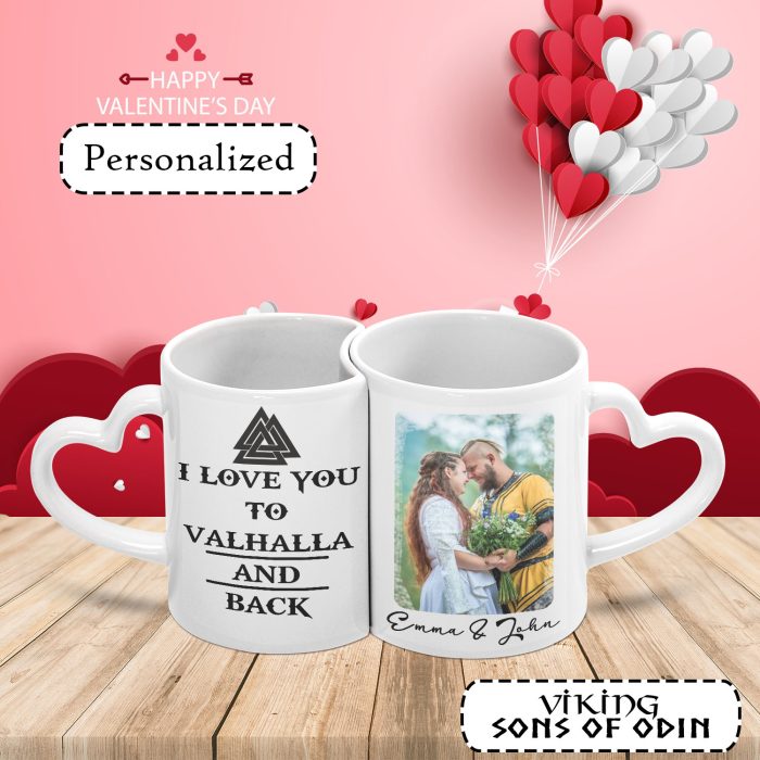 Viking Mug Heart Gifts For Valentine Viking Valentine Couple Matching Mug Set Viking Mug I Love You Valhalla and Back