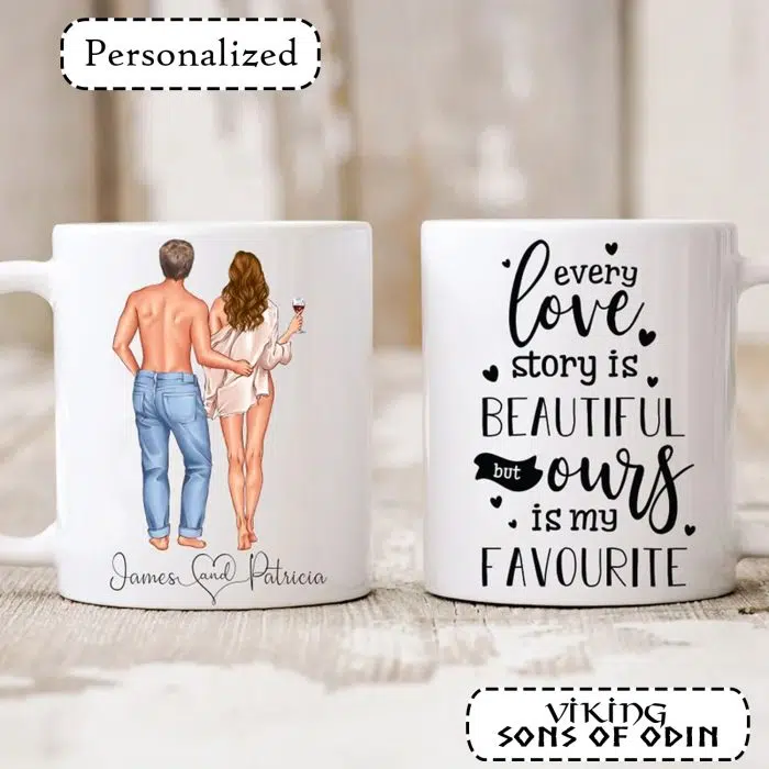 Viking Mug every love story is beautiful but ours is my favorite Couple Mug, Gift for Boyfriend Or Girlfriend Viking Mug Valentine