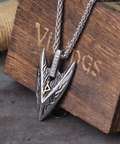 Viking Necklaces Odin's Spear Gungnir Viking Rune Symbol Raven’s of Odin