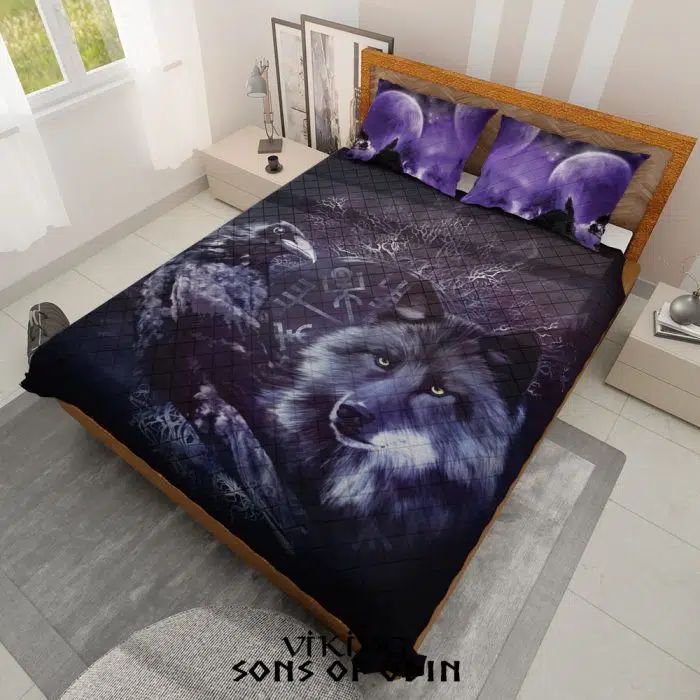 Viking Bedding Set Viking Fenrir Wolf Raven