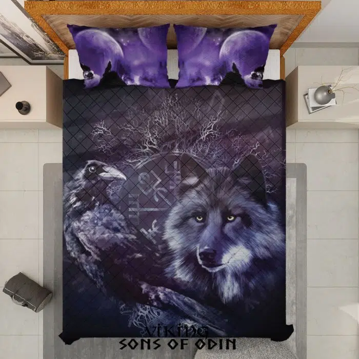 Viking Bedding Set Viking Fenrir Wolf Raven