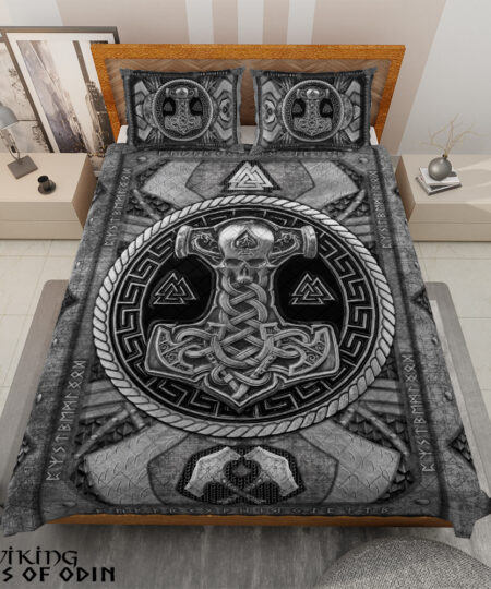 Viking Bedding Set Thor Hammer Mjolnir Valknut Rune Norse