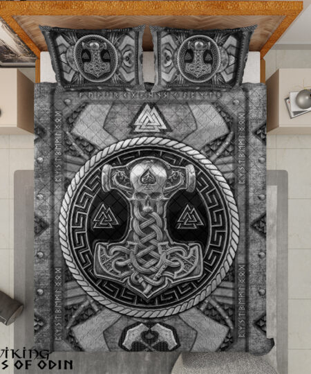 Viking Bedding Set Thor Hammer Mjolnir Valknut Rune Norse