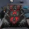 Viking Bedding Set Viking Raven Red Vegvisir