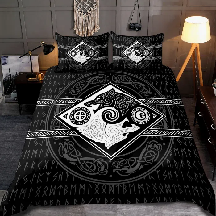 Viking Bedding Set Viking Wolf Hati and Skoll