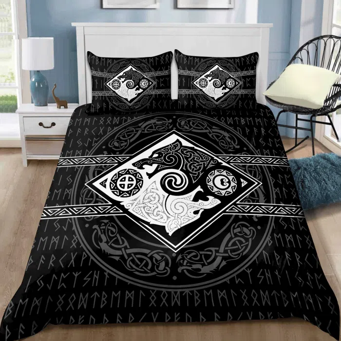 Viking Bedding Set Viking Wolf Hati and Skoll