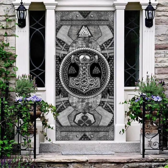 Viking Door Cover Thor Hammer Mjolnir Valknut Rune Norse