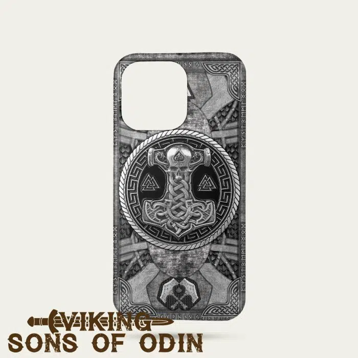 Viking Phone Case Thor Hammer Mjolnir Valknut Rune Norse