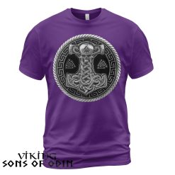 Viking Shirt Thor Hammer Mjolnir Valknut Rune Norse Purple