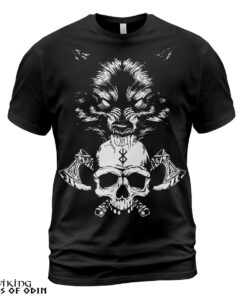 Viking Shirt Wolf Axe Skull Purple