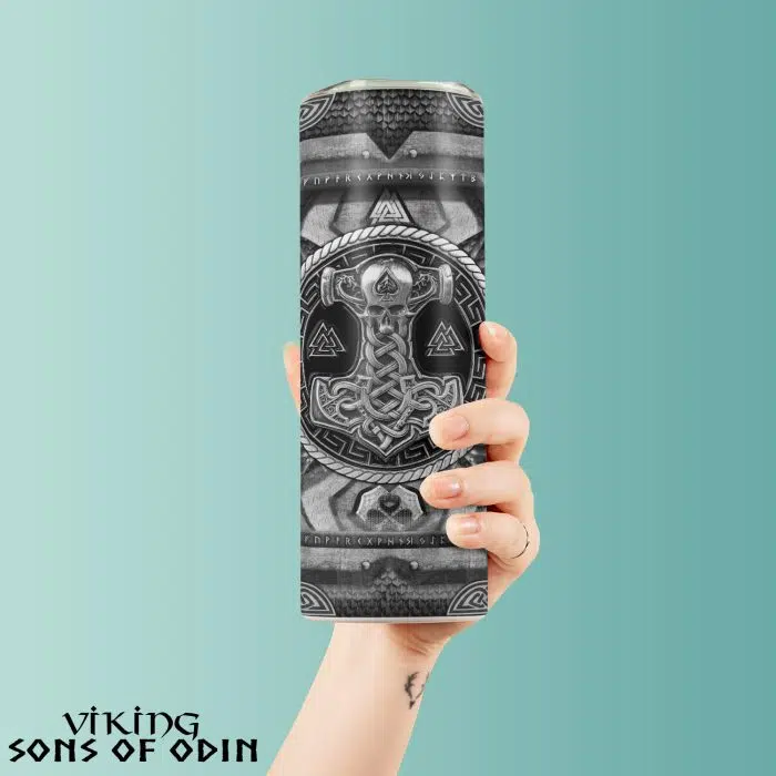 Viking Skinny Tumbler Thor Hammer Mjolnir Valknut Rune Norse