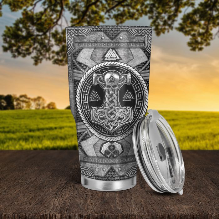 Viking Tumbler Thor Hammer Mjolnir Valknut Rune Norse