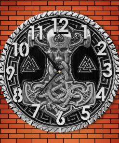 Viking Wall Clock Thor Hammer Mjolnir Valknut Rune Norse