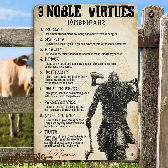 Viking Metal Sign 9 Noble Virtues